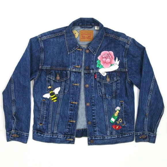 Levi's Hand-Painted Ex-Boyfriend Trucker Denim Jacket S NWT - Picture 1 of 10